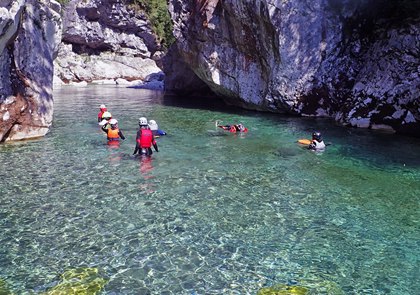 River trekking on the Arzino Stream, Friuli